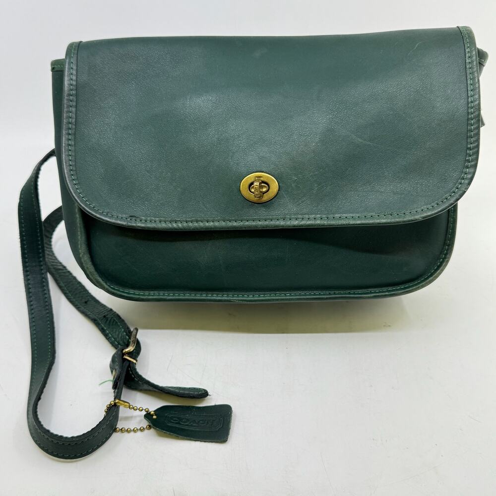 Rare Vintage COACH Green Leather City Bag